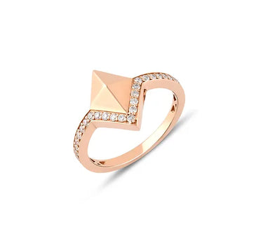 Gold Ring with Diamond Stone - Fulcrum