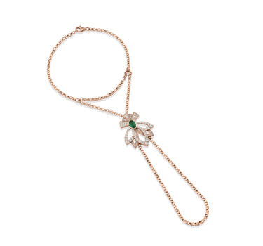 Mother-of-Pearl Gold Shahmaran with Diamond and Emerald Stones - Rising Lotus