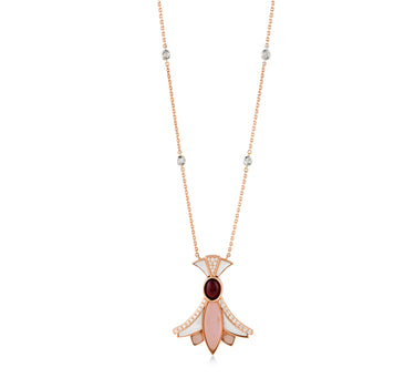 Garnet and Diamond Mother-of-Pearl Gold Necklace - Rising Lotus