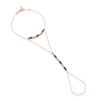 Mavi Pırlanta Taşlı,Çift Renk Altın Şahmeran - Rectange