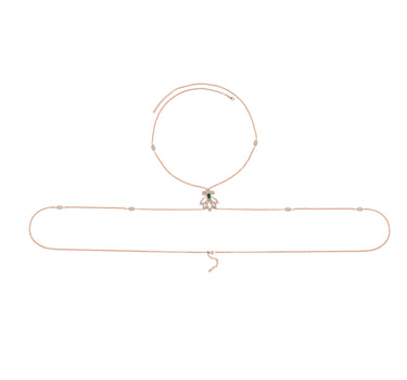 Zümrüt ve Pırlanta Taşlı,Beyaz Mineli Altın Vücut Mücevheri - Rising Lotus