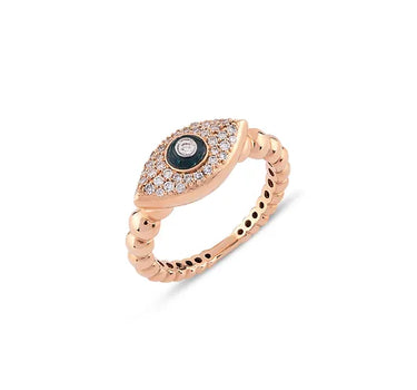 Diamond and Blue Stone Eye Gold Ring - Eternal Eye