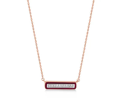 Burgundy Color, Diamond Stone Gold Necklace - Stamp