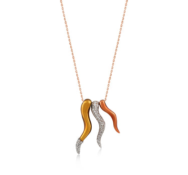 Diamond Stone, Mustard, Orange Enamel Color Gold Necklace - Sun Shine