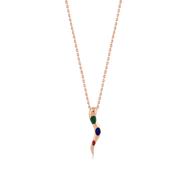 3 Enamel Colored Gold Necklace - Tri Color