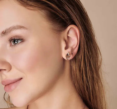 Pırlanta ve Yakut Taşlı Tek Altın Küpe - Ups and Downs