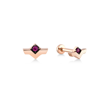 Gold Piercing with Pink Sapphire Stone - Grape