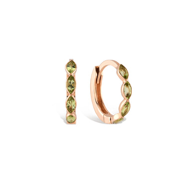 Green Peridot Stone Hoop Gold Piercing - Waterfall