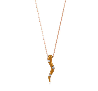 Mustard Gold Necklace with Diamond Stone - Warm Sand