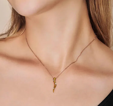 Mustard Gold Necklace with Diamond Stone - Warm Sand