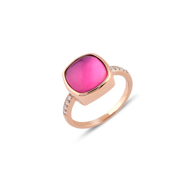 Diamond and Pink Stone Gold Ring - Twinkle Glow