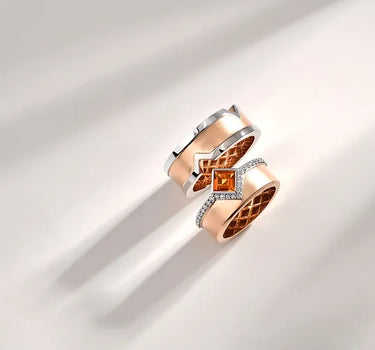 Men's Wedding Ring Rose and White Gold Wedding Band Ring - Loved One