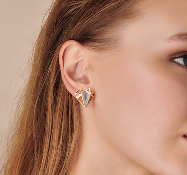 Geometric Heart Gold Earrings with Diamond Stones - Lover Collection