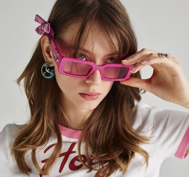 Multicolored, Blue Topaz, Green Peridot, Tourmaline and Diamond Blue Enamel Hoop Gold Earrings - Small Mini Ferris